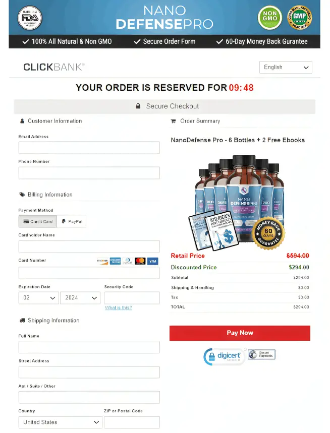 nano defense pro buy page